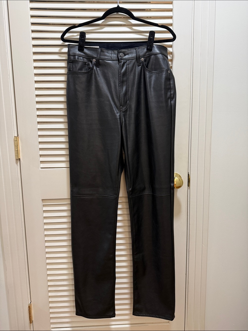 GAP Men's Black Straight Faux Leather Jeans